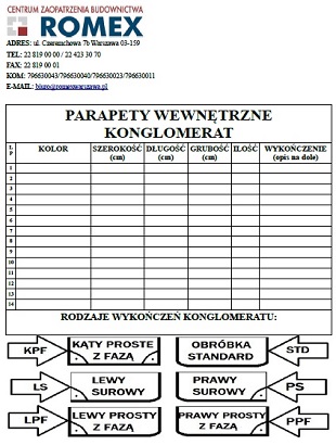 Druk zamówień parapety KONGLOMERAT